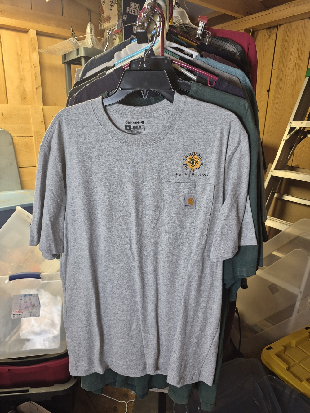Carhartt Gray Short-Sleeve Pocket Tee with Small Logo Bin 50